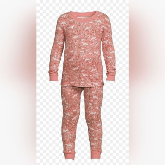 Nwt Wonder Nation Baby Girl's 100% Cotton Pink Fox Pajama Set,  Size 12 months - Picture 1 of 6